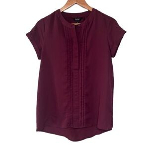 Simply Vera Vera Wang Burgundy High Neck Blouse Size XS